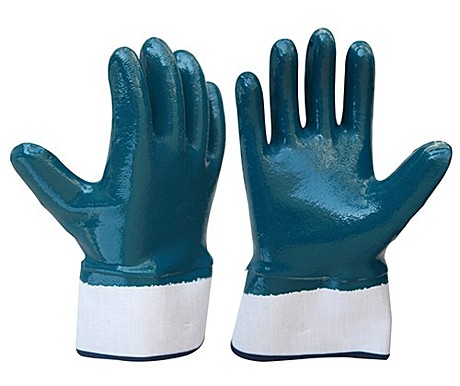 Перчатки нитриловые синие крага