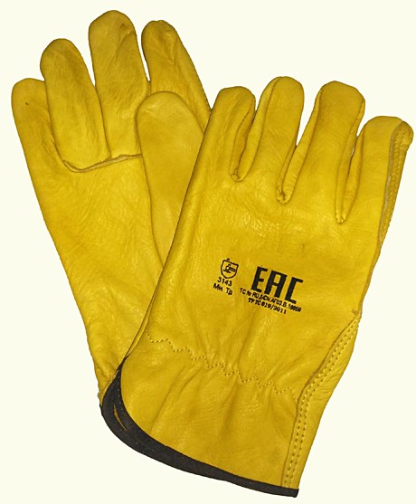 Перчатки из кожи КРС желтого (золотого) цвета 